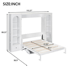 Load image into Gallery viewer, French Style Murphy Platform Bed With Shelf, Side Cabinets, Drawers And LED