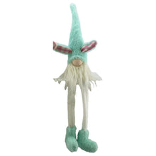 Load image into Gallery viewer, Fabric Standing Bunny Gnome Tabletop Sculpture - Blue / White