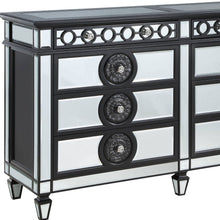 Load image into Gallery viewer, Solid Wood Mirrored Eight Drawer Double Dresser - Black / Silver