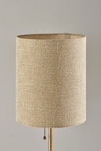 Load image into Gallery viewer, Marble And Metal Table Lamp With Beige Drum Shade - Black And Gold
