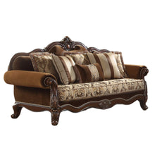 Load image into Gallery viewer, Velvet Floral Sofa And Toss Pillows With Espresso Legs - Oak