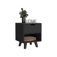 Load image into Gallery viewer, 19" One Drawer Faux Wood Nightstand - Black