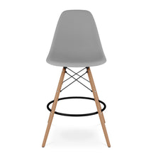 Load image into Gallery viewer, Heavy Duty Plastic And Solid Wood Counter Height Bar Chair - Gray And Brown