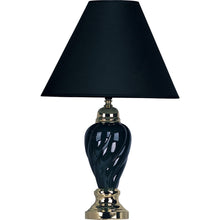 Load image into Gallery viewer, Table Lamp With Navy Blue Shade - Gold And Navy Blue