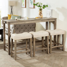 Load image into Gallery viewer, 4 Piece Bar Table Set With Power Outlet, 3 Padded Stools