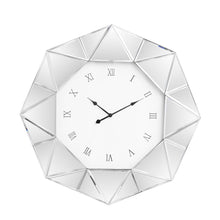 Load image into Gallery viewer, Mirrored Silent Analog Geometric Wall Clock (635637) - Silver