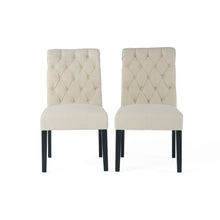 Load image into Gallery viewer, Dining Rolltop Chairs (Set of 2), Upholstered Armless Chair With Wood Leg - Ivory
