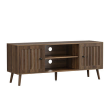 Load image into Gallery viewer, 55" TV Cabinet With Vertical Groove Doors, Adjustable Shelves - Walnut