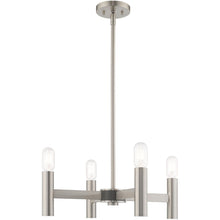 Load image into Gallery viewer, 19" Four Light Dimmable Chandelier With Shades - Nickel