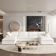 Load image into Gallery viewer, 160" 2 Piece Living Room Set Blend Modular Sofa With Ottoman Storage - White