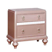 Load image into Gallery viewer, Nightstand With Mirror Accent Panels, 2 Drawer Design - Rose Gold