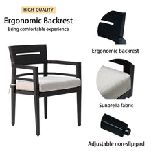 Load image into Gallery viewer, Outdoor Modern Dining Set, Chairs Sunbrella Cushioned And Dining Table With Umbrella Hole