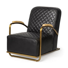 Load image into Gallery viewer, Leather Lounge Chair - Black / Gold