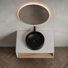 Load image into Gallery viewer, Floating Bathroom Vanity With Glossy Round Vessel Sink
