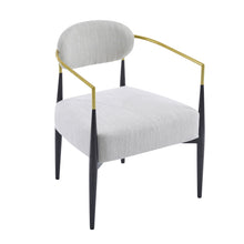 Load image into Gallery viewer, Mid Century Modern Upholstered Accent Armchair With Tapered Legs - Beige / Black / Gold