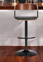 Load image into Gallery viewer, Faux Leather And Metal Swivel Adjustable Height Bar Chair - Black / Dark Brown