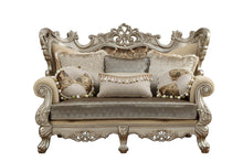 Load image into Gallery viewer, Damask Chesterfield Loveseat And Toss Pillows - Cream / Platinum