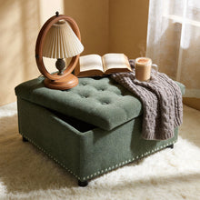Load image into Gallery viewer, Square Tufted Storage Ottoman With Nailhead Trim