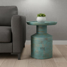 Load image into Gallery viewer, Wood Round End Table - Teal Blue