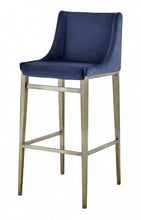 Load image into Gallery viewer, Velvet And Steel Bar Height Bar Chairs (Set of 2) - Blue And Silver