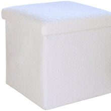 Load image into Gallery viewer, 15" Boucle Cube Storage Ottoman - White