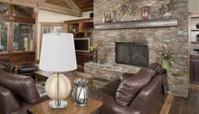 Load image into Gallery viewer, Metal Globe Table Lamp With White Empire Shade - Nickel