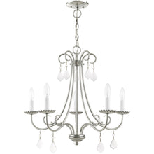 Load image into Gallery viewer, Five Light Metal Dimmable Chandelier With Shades - Silver / Clear