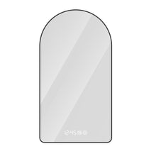 Load image into Gallery viewer, Modern Arched LED Bathroom Mirror With Time And Temperature Display, Anti Fog, Dimmable Light - Black