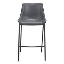 Load image into Gallery viewer, Faux Leather And Steel Bar Height Bar Chairs (Set of 2) - Dark Gray And Black