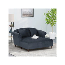 Load image into Gallery viewer, Upholstered Chaise Lounge With Scroll Arms, Turned Legs And 2 Pillows - Charcoal