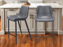 Load image into Gallery viewer, Faux Leather And Steel Counter Height Bar Chairs (Set of 2) - Dark Gray And Black