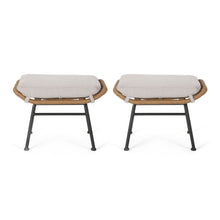 Load image into Gallery viewer, Outdoor Modern Boho Wicker Ottoman With Cushions (Set of 2)
