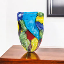 Load image into Gallery viewer, Cylinder Murano Table Vase - Blue / Green / Red