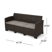 Load image into Gallery viewer, Outdoor 3 Seater Rattan Sofa With Water Resistant Cushions