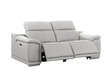 Load image into Gallery viewer, Italian Leather Reclining Metal USB Sofa (720415) - Light Gray