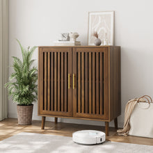 Load image into Gallery viewer, Grille Striped Sideboard Buffet Cabinet With Storage