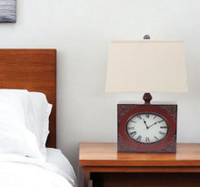 Load image into Gallery viewer, Vintage Metal Clock Base Table Lamp - Red