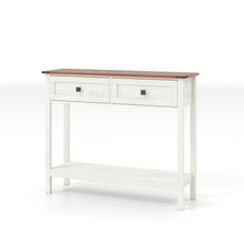 Load image into Gallery viewer, Farmhouse Style Console Table With 2 Drawers And Bottom Storage Shelf