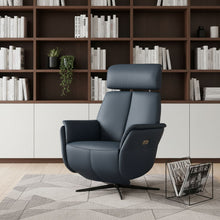 Load image into Gallery viewer, Genuine Leather Power Swivel Recliner - Blue