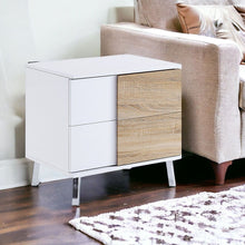 Load image into Gallery viewer, High Gloss Manufactured Wood Rectangular End Table With Two Drawers - White