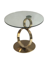Load image into Gallery viewer, Glass And Metal Round Pedestal End Table - Clear / Gold