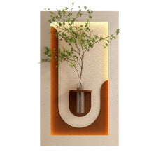 Load image into Gallery viewer, Adjustable 3 Color LED Sandstone Wall Decor With Simulated Plants, Vase & Rabbit Statue - Light Coffee