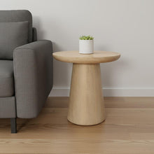 Load image into Gallery viewer, 24" Distressed Solid Wood Round Pedestal End Table - Natural