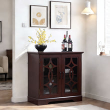 Load image into Gallery viewer, Modern Sideboard With Tempered Glass Doors - Ox Blood Red
