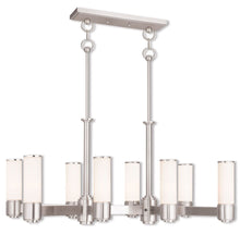 Load image into Gallery viewer, Eight Light Metal Dimmable Chandelier With Shades - Nickel / Opal