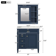 Load image into Gallery viewer, Bathroom Vanity With Medicine Cabinet, Royal Mirror Cabinet, Modern Bathroom Storage Cabinet With 2 Soft Closing Doors And 4 Drawers
