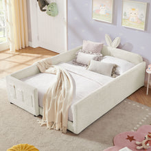 Load image into Gallery viewer, Cute Rabbit Ear Upholstered Platform Bed Frame With Safety Rail
