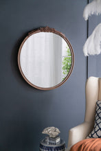 Load image into Gallery viewer, Round Hand Carved Rose Antique Mirror Frame, Wall Mirror For Live Space