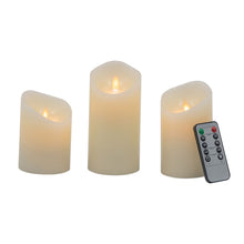 Load image into Gallery viewer, Flickering LED Candles With Remote Timer (Set of 3) - Ivory