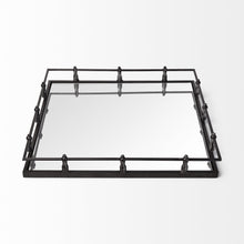Load image into Gallery viewer, Finish Metal With Mirrored Glass Bottom And Railing Handle Tray - Silver